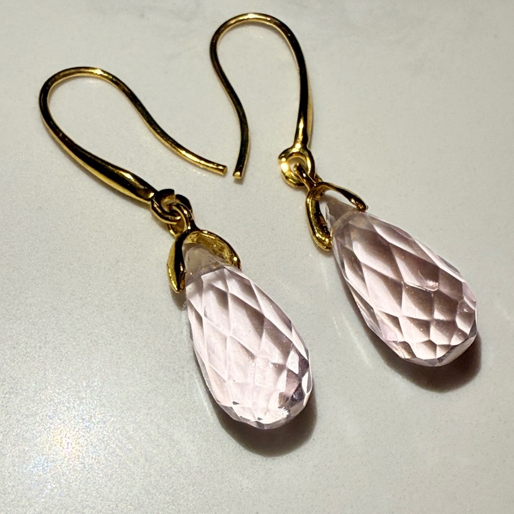 Chic Gold and Pink Crystal Drop Earrings